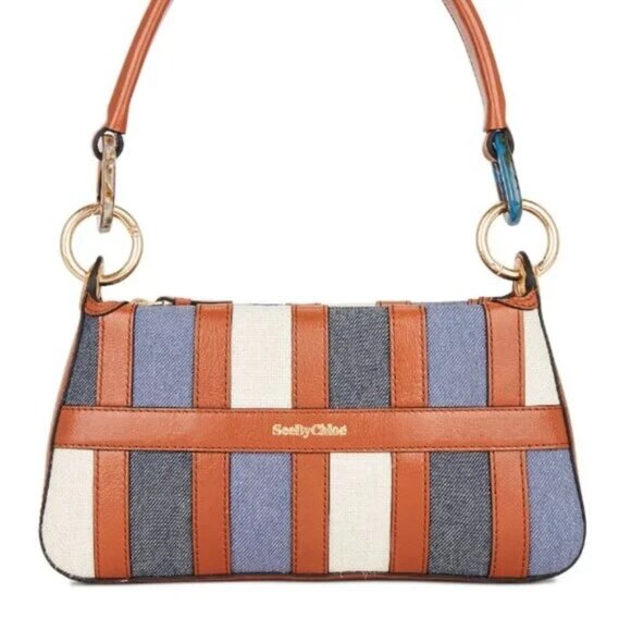 See by Chloe Tilda Baguette Patchwork Bag in Denim - Picture 1 of 6